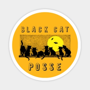 Halloween Black Cat Posse with Bats Magnet